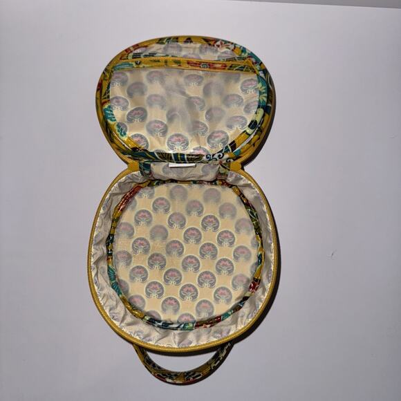 Vera Bradley Hatbox Round Cosmetic Case Provençal Yellow Floral Zip Around - Picture 5 of 7